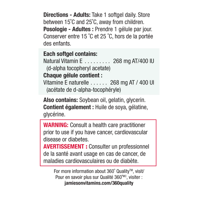 Jamieson Vitamin E 400 IU