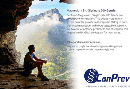 CanPrev Pure Magnesium Bisglycinate 200mg, Gentle, 240 V-Caps