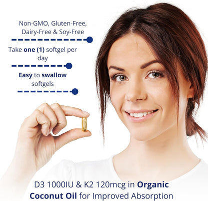 CanPrev D3 & K2 - Organic Coconut Oil (240 softgels)