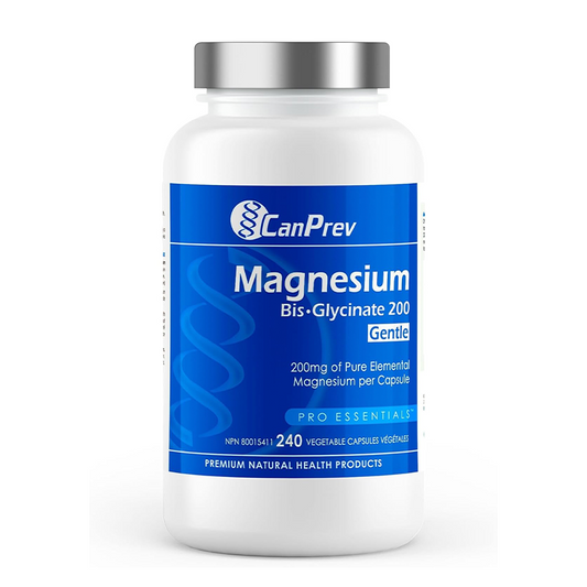 CanPrev Pure Magnesium Bisglycinate 200mg, Gentle, 240 V-Caps
