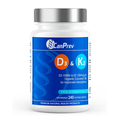 CanPrev D3 & K2 - Organic Coconut Oil (240 softgels)