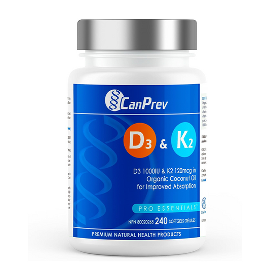 CanPrev D3 & K2 - Organic Coconut Oil (240 softgels)