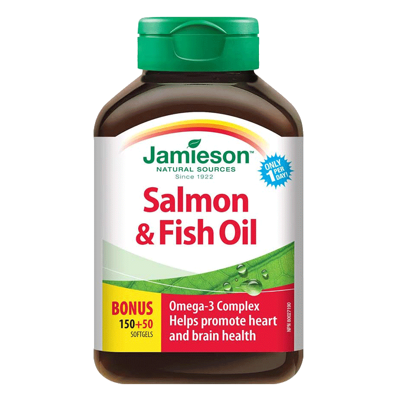 加拿大健美生Jamieson 三文鱼油软胶囊 欧米伽3 Omega3深海鱼油 200粒